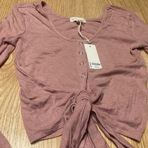 Buckle Dusty Rose Tie Crop Top NWT MEDIUM